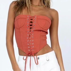 Lioness small red lace corset top